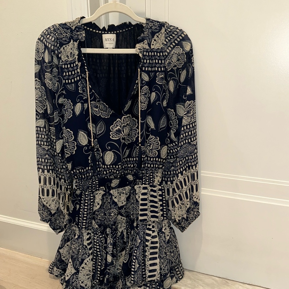 Misa Los Angeles mini dress blue and white floral